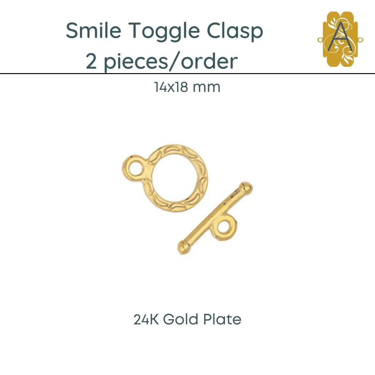 Smile Toggle Clasp (2 Pcs.), 3 Finishes - The Argus Collection