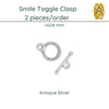 Smile Toggle Clasp (2 Pcs.), 3 Finishes - The Argus Collection