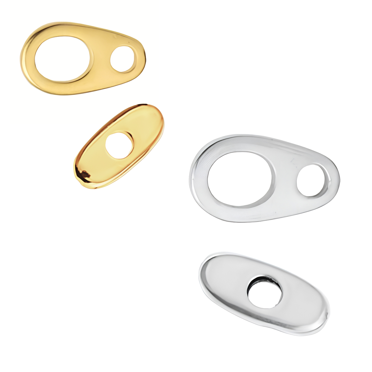 Smooth Oval Toggle Clasp for Round Cord, 2 Sets