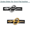 Snake Slider, for 5mm Flat Leather or Cork, Antique Silver or 24K Gold Plate - The Argus Collection