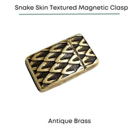 Snake Skin Textured Magnetic Clasp, for 10mm Flat Leather or Cork or Multi-Strands - The Argus Collection