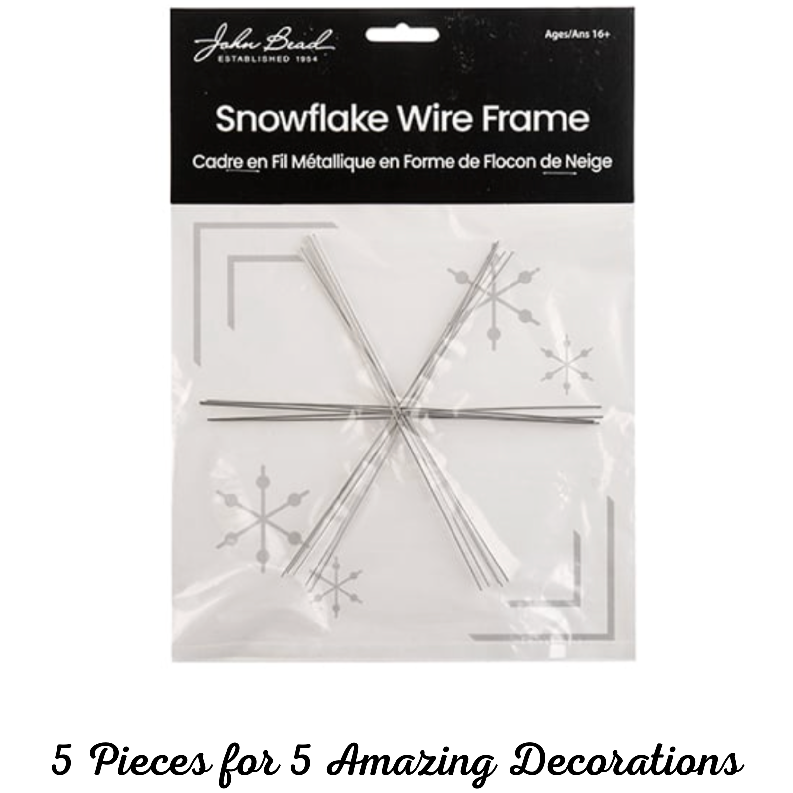 Snowflake Frame, stainless steel, 6", 5 Pieces