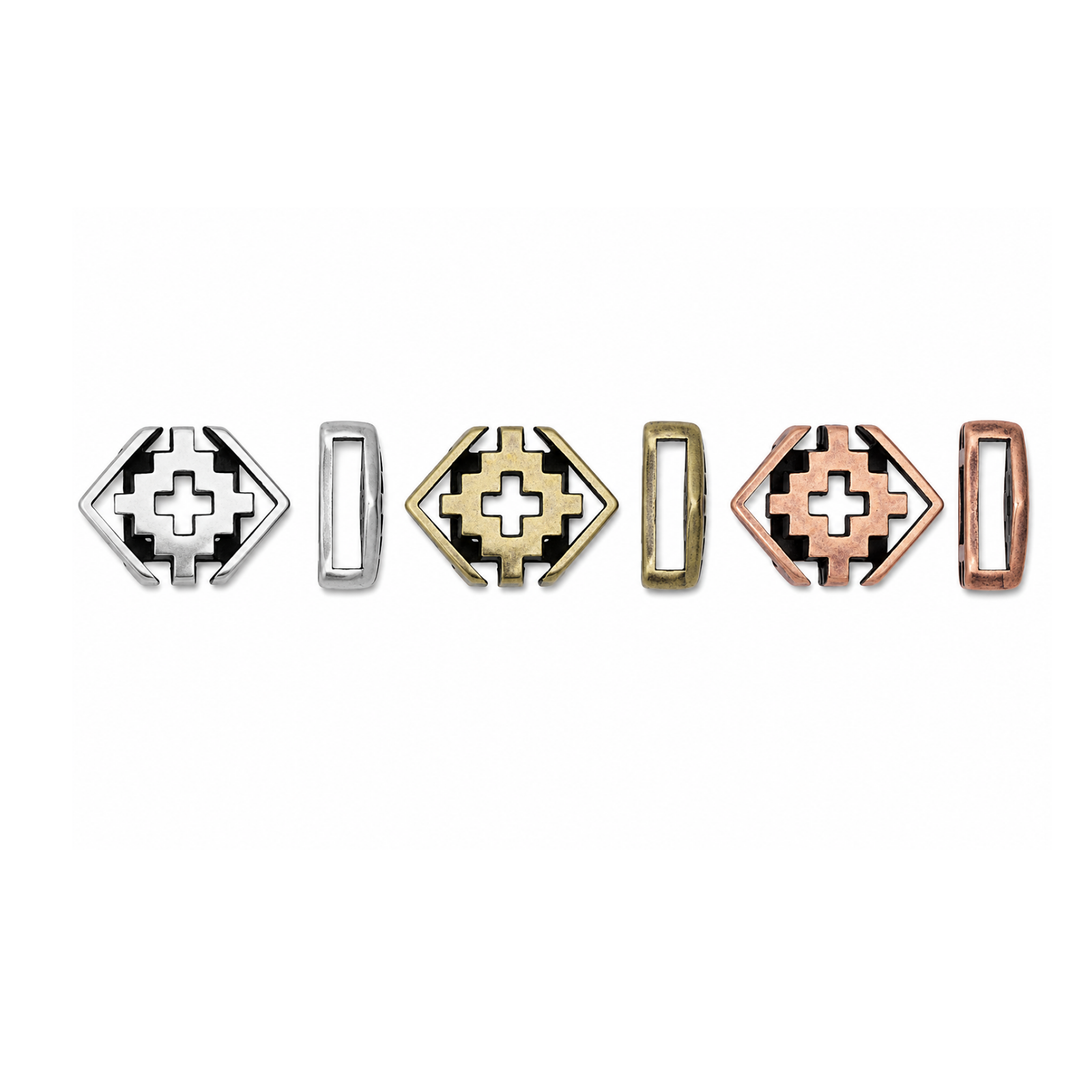 Southwest Cross Rhombus Slider for 5mm Flat Leather or Cork