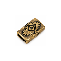 1. Southwestern 10mm flat leather clasp in Antique Brass finish with etched geometric design