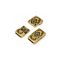 Southwestern 10mm flat leather clasp in Antique Brass finish shown open and closed