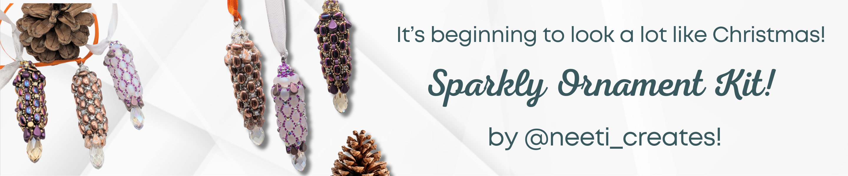 Sparkly ornament kit with text 'It's beginning to look a lot like Christmas! Sparkly Ornament Kit by @neeti_creates!' on a white background.