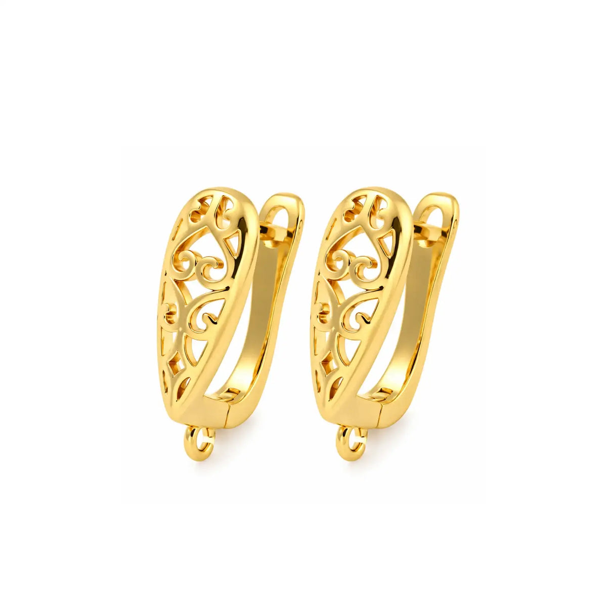 18K gold plated Spiral Heart snap-in leverback earring findings