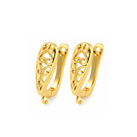 18K gold plated Spiral Heart snap-in leverback earring findings