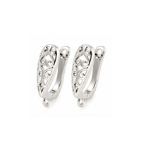 Silver plated Spiral Heart snap-in leverback earring findings