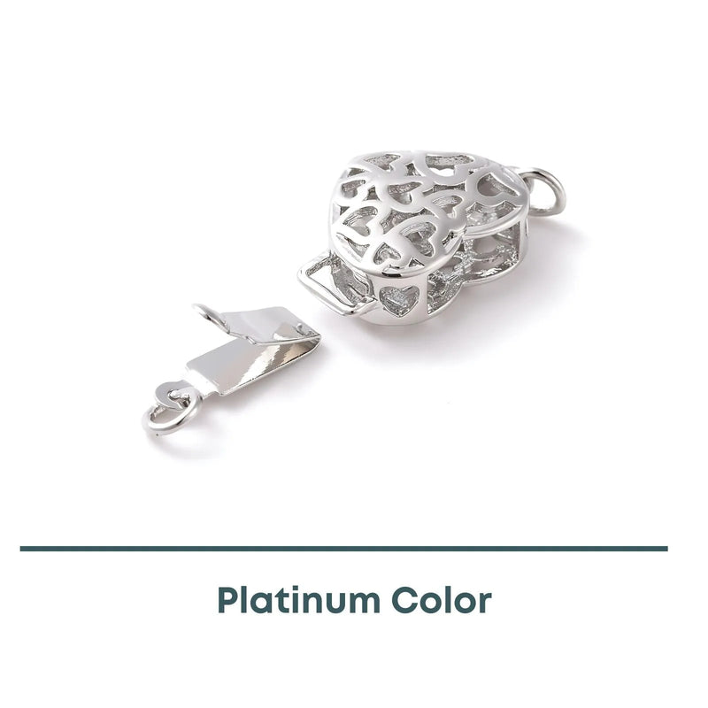 Spiral Heart 1-Strand Box Clasp, 2 Precious Metal Finishes, 1 Piece - The Argus Collection