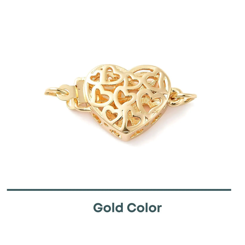 Spiral Heart 1-Strand Box Clasp, 2 Precious Metal Finishes, 1 Piece - The Argus Collection