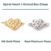 Spiral Heart 1-Strand Box Clasp, 2 Precious Metal Finishes, 1 Piece - The Argus Collection