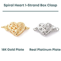 Spiral Heart 1-Strand Box Clasp, 2 Precious Metal Finishes, 1 Piece - The Argus Collection