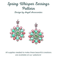 Spring Whisper Earrings with pink and green design on a white background