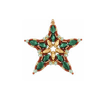 Star 2024 beaded ornament kit in Green Gold with green, gold and copper beads