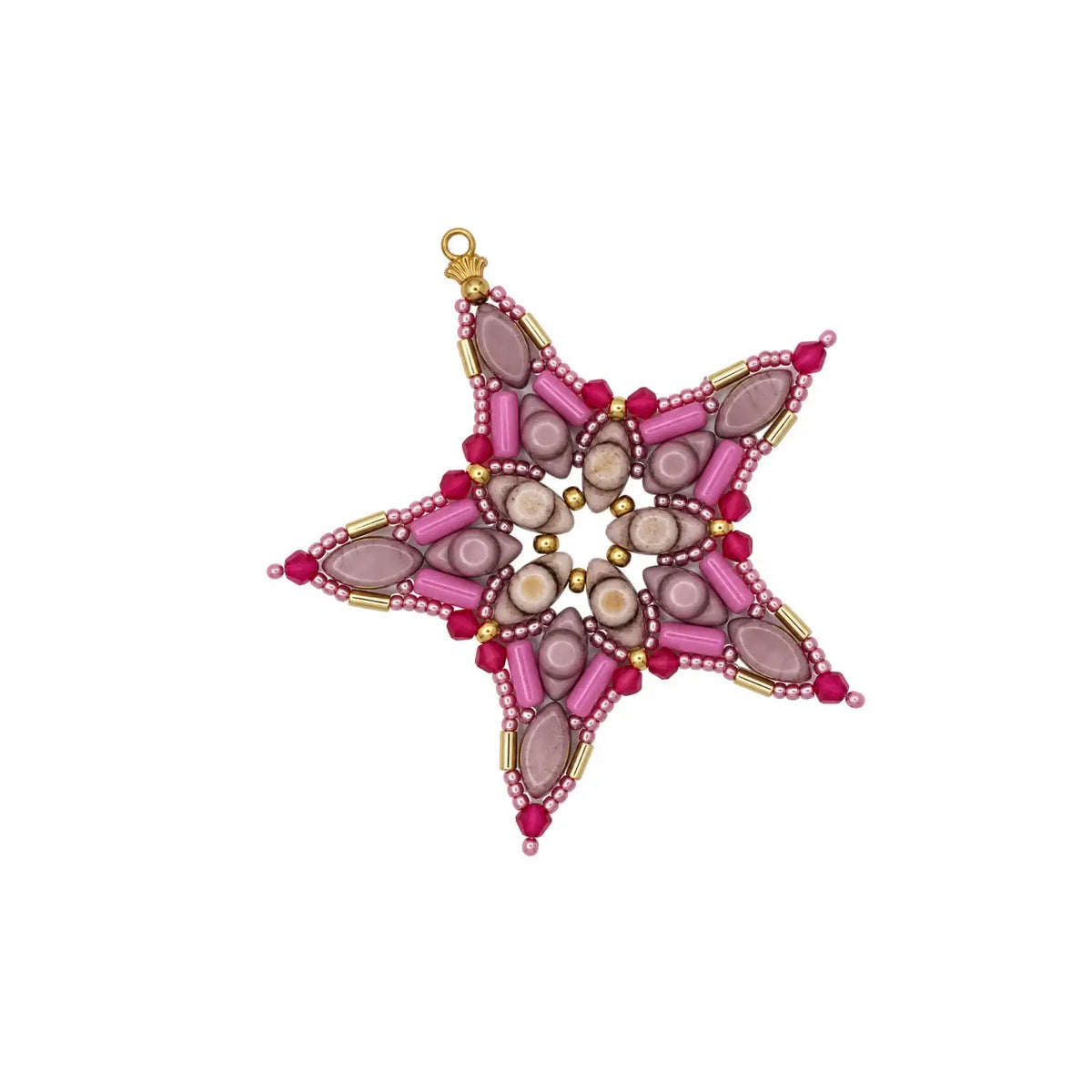 Star 2024 beaded ornament kit in Pink Gold with pink, rose and gold beads