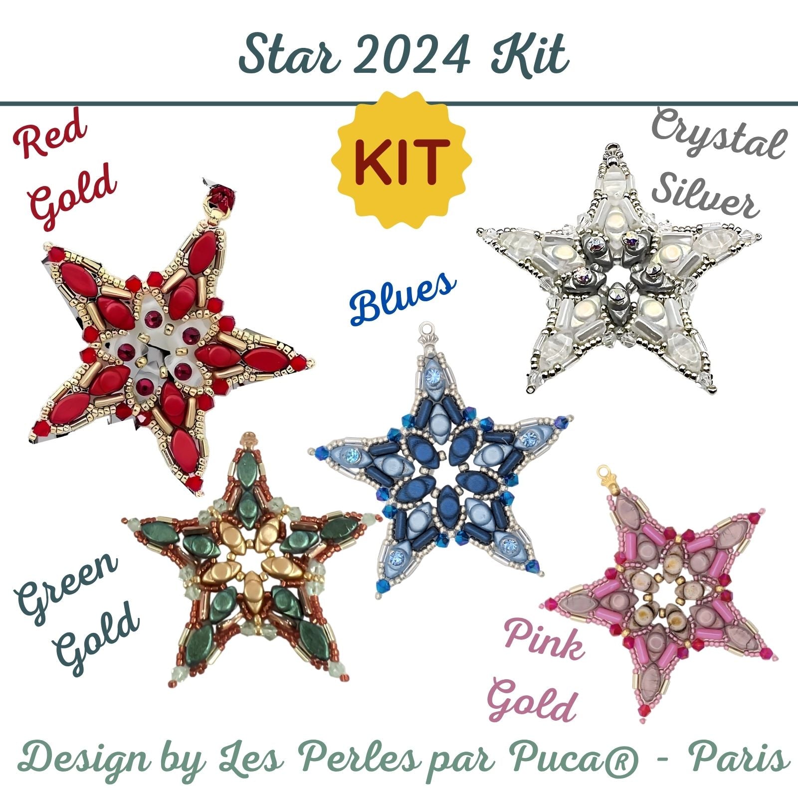 Star 2024 Ornament Complete Bead Kit, design by Les Perles par Puca®