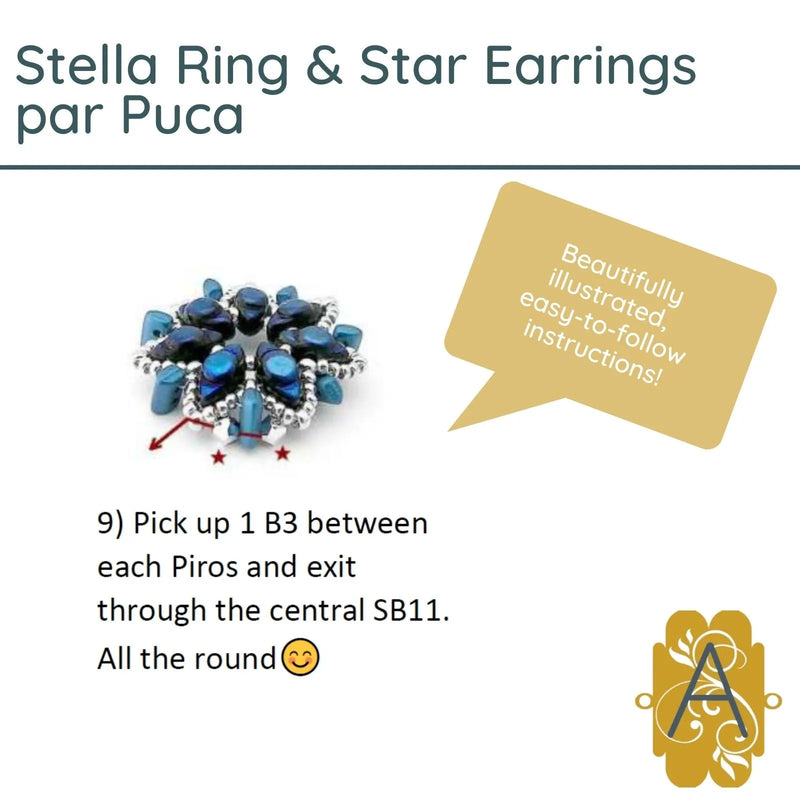 Stella Ring & Star Earrings Pattern par Puca - The Argus Collection