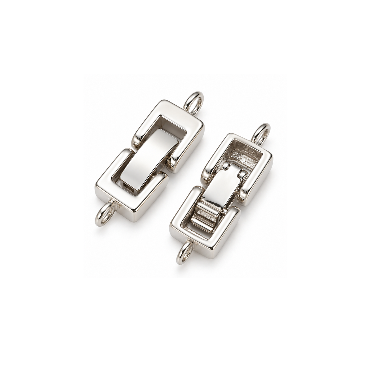 Strong Foldover Clasps shown in polished metal finish for bracelets and necklaces