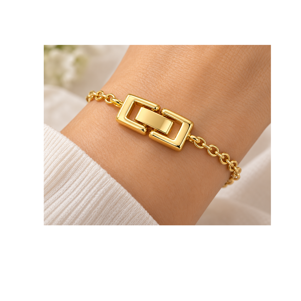 Gold Strong Foldover Clasp used to finish a handmade bracelet