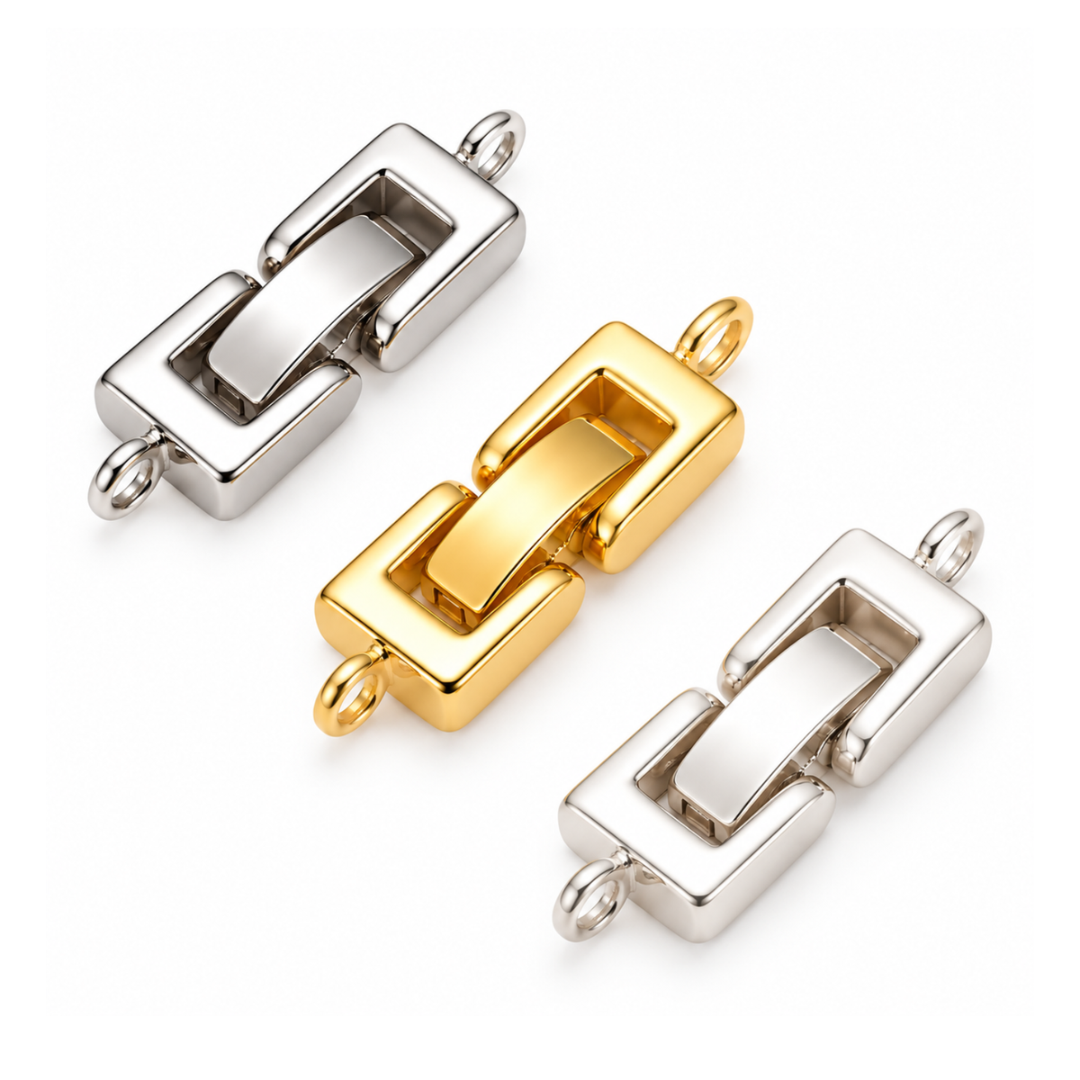 Strong Foldover Clasp in Gold Plate, Platinum and Silver Plate finishes for jewelry making