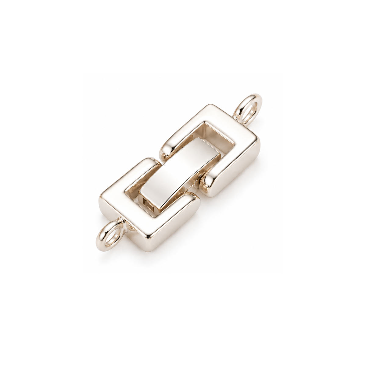 Silver Plate Strong Foldover Clasp with single-strand loops for jewelry making