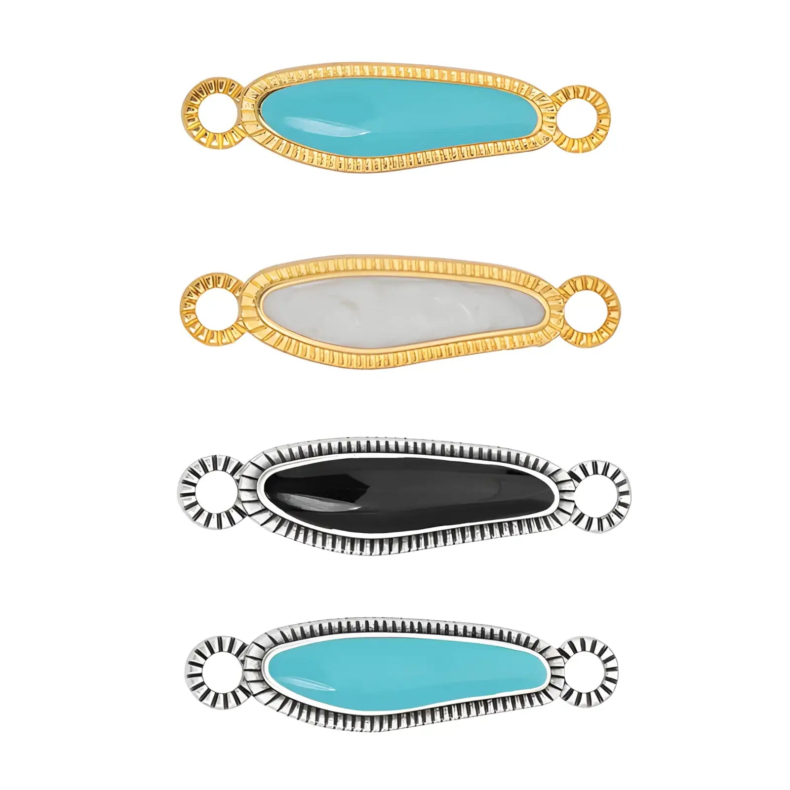 Sunburst Connector, 2 Pcs - Sunburst Connector, 2 Pcs - 24K Gold Plated Aqua , The Argus Collection