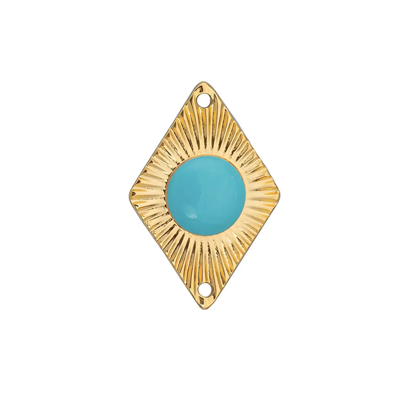 SunburstDiamondConnector-24KGoldPlated-Aqua-Example - The Argus Collection