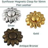 Sunflower Magnetic Clasp, for 10mm Flat Leather or Cork - The Argus Collection