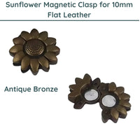 Sunflower Magnetic Clasp, for 10mm Flat Leather or Cork - The Argus Collection