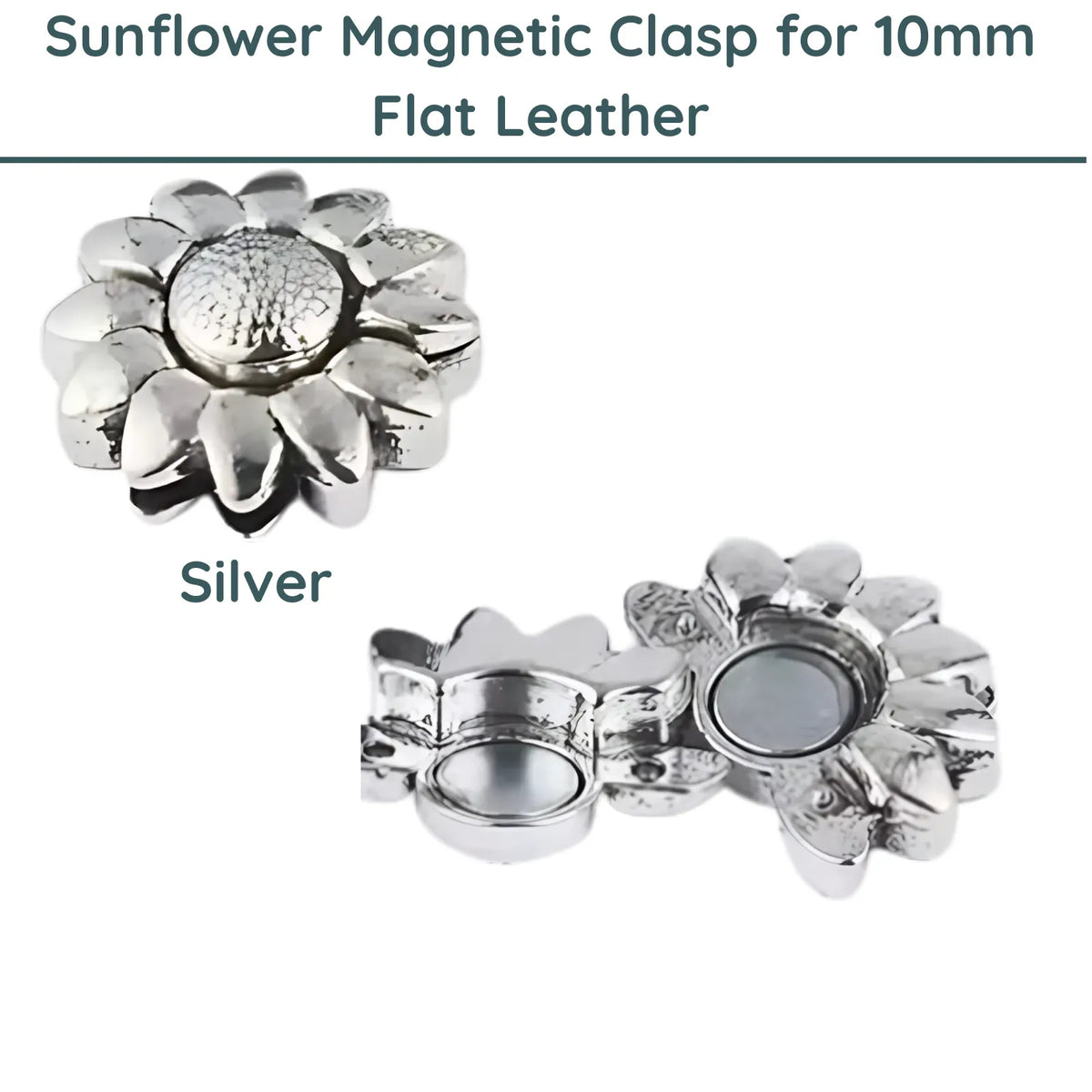 Sunflower Magnetic Clasp, for 10mm Flat Leather or Cork - The Argus Collection