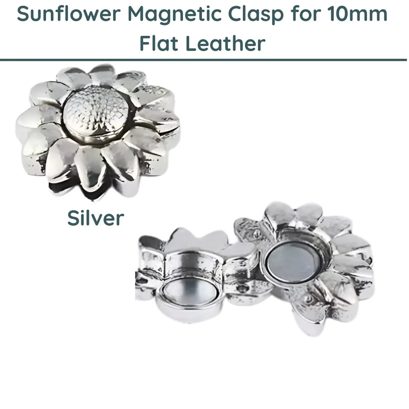 Sunflower Magnetic Clasp, for 10mm Flat Leather or Cork - The Argus Collection