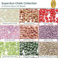 Superduo Beads, 10g., Chalk Collection, 9 Colors - The Argus Collection