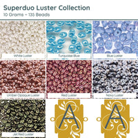 Superduo Beads, 10g., Luster Collection, 7 Colors - The Argus Collection