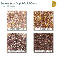 Superduo Beads, 10 g., Capri Gold Collection, 4 Colors - The Argus Collection