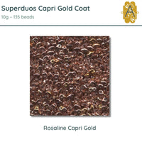 Superduo Beads, 10 g., Capri Gold Collection, 4 Colors - The Argus Collection