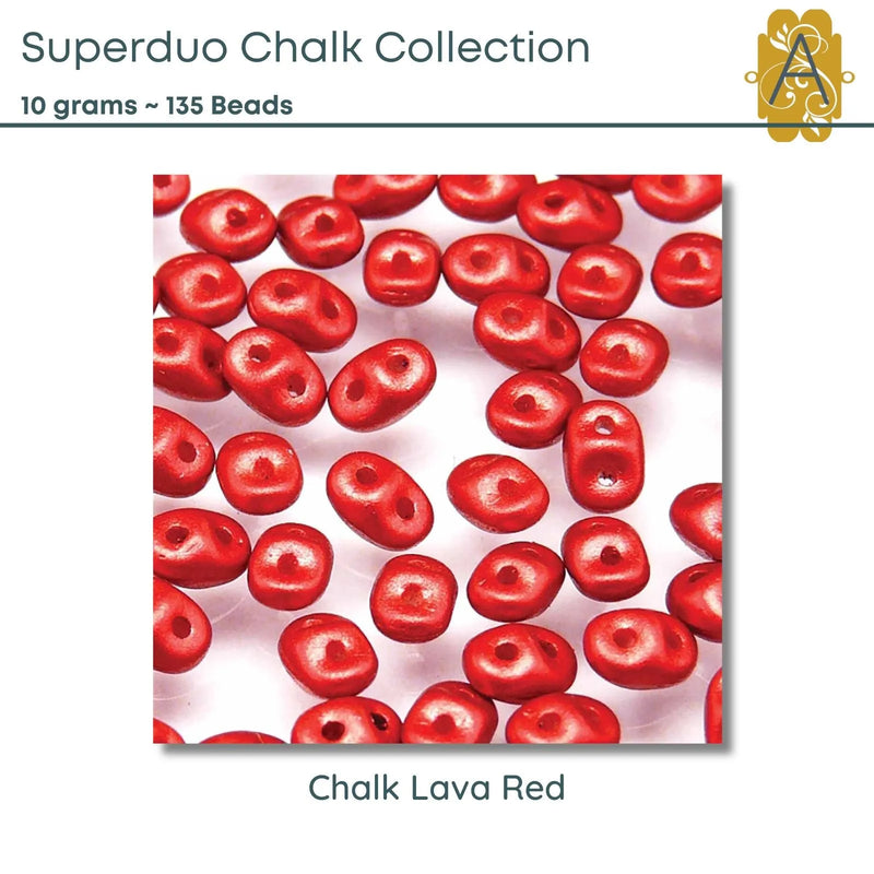 Superduo Beads, 10g., Chalk Collection, 8 Colors - The Argus Collection