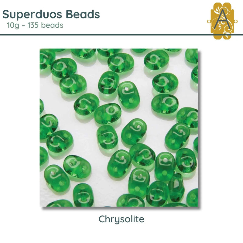 Superduo Beads, 10g., Chrysolite - The Argus Collection