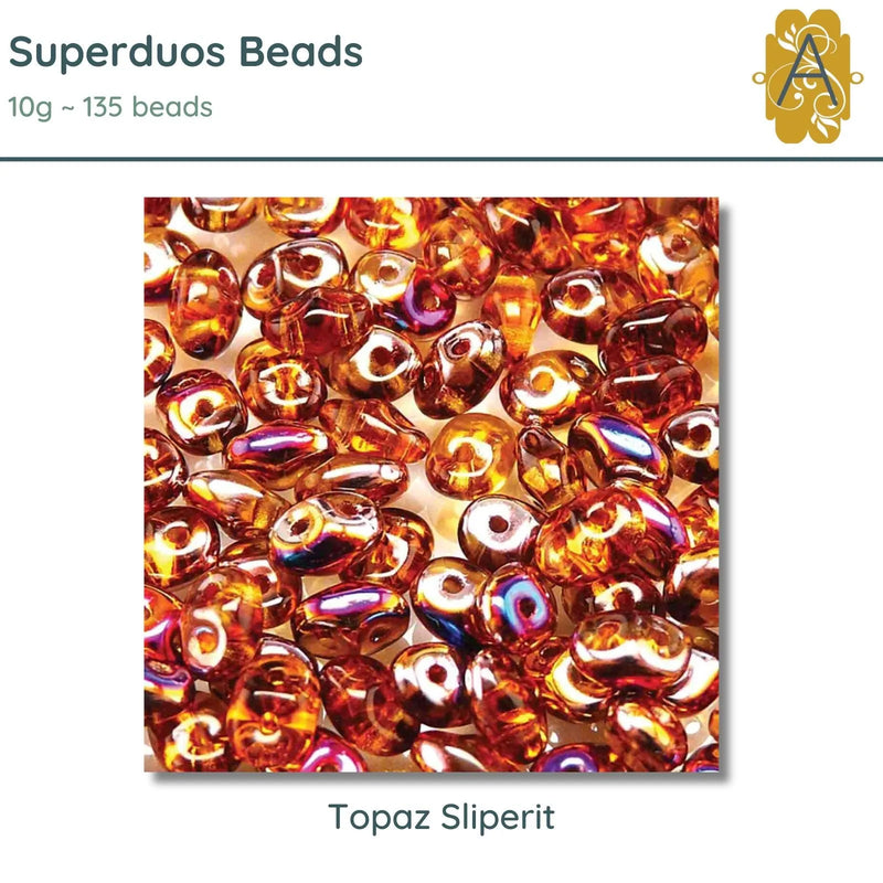 Superduo Beads, 10g., Topaz Sliperit - The Argus Collection