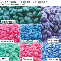 Superduo Beads, 10g., Tropical Collection, 7 Colors - The Argus Collection