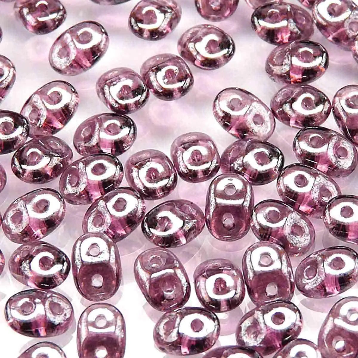 Superduo Beads, Amethyst White Luster