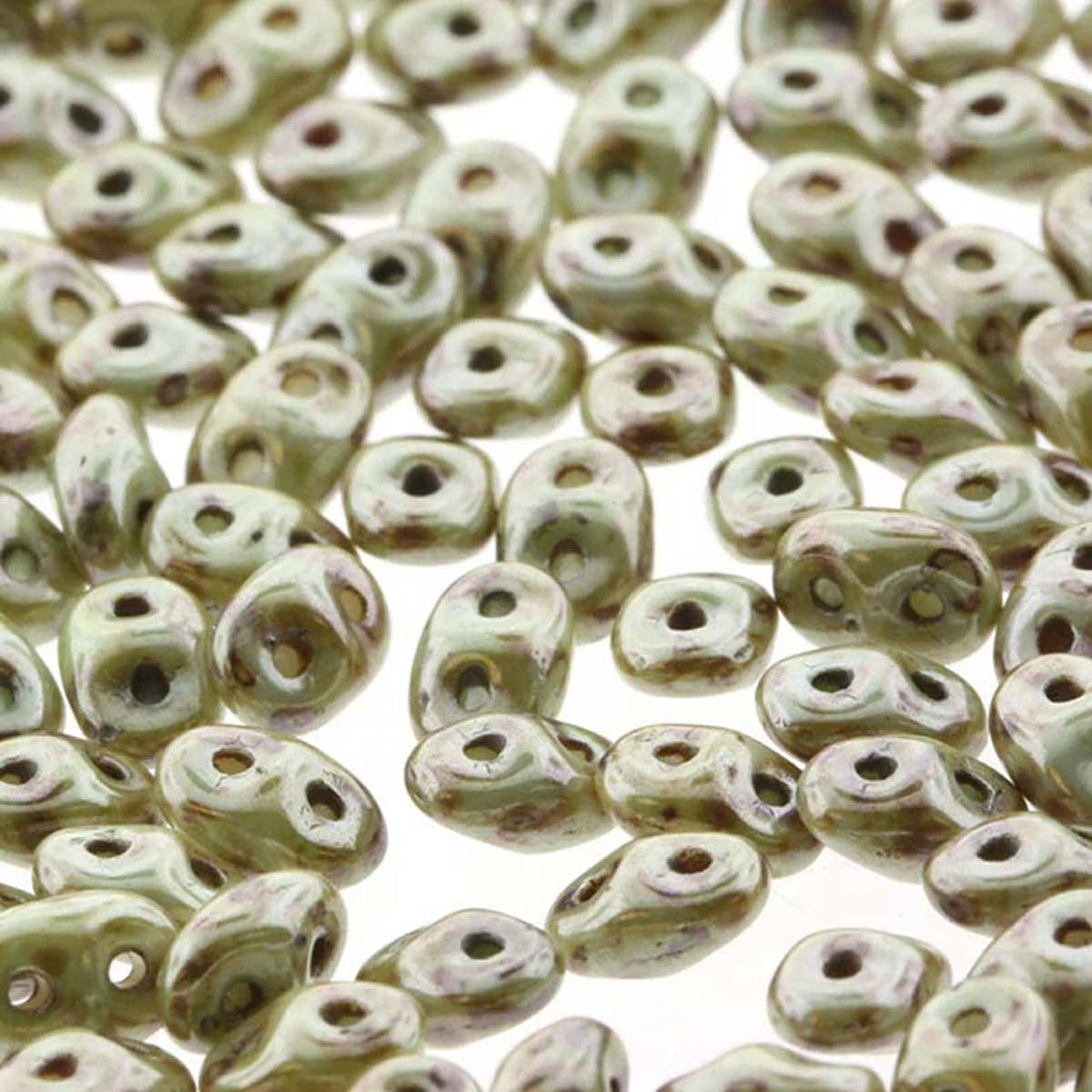 Superduo Beads, Chalk Lazure Green