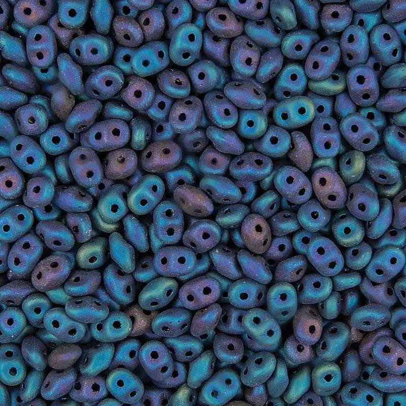 Superduo Beads,  Jet Blue Iris Matte