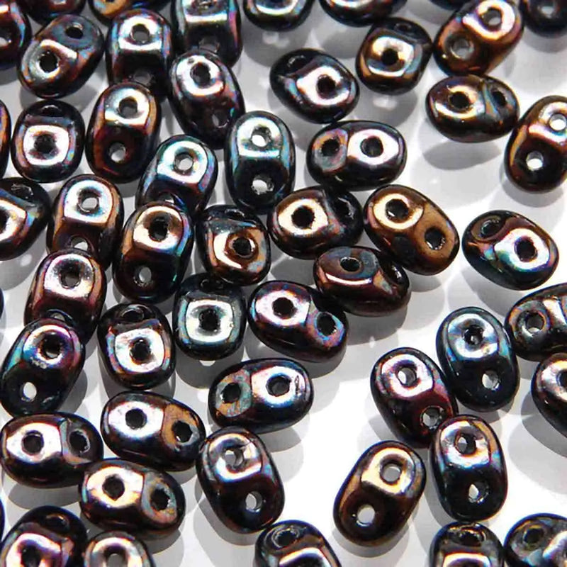 Superduo Beads, Jet Iris Luster