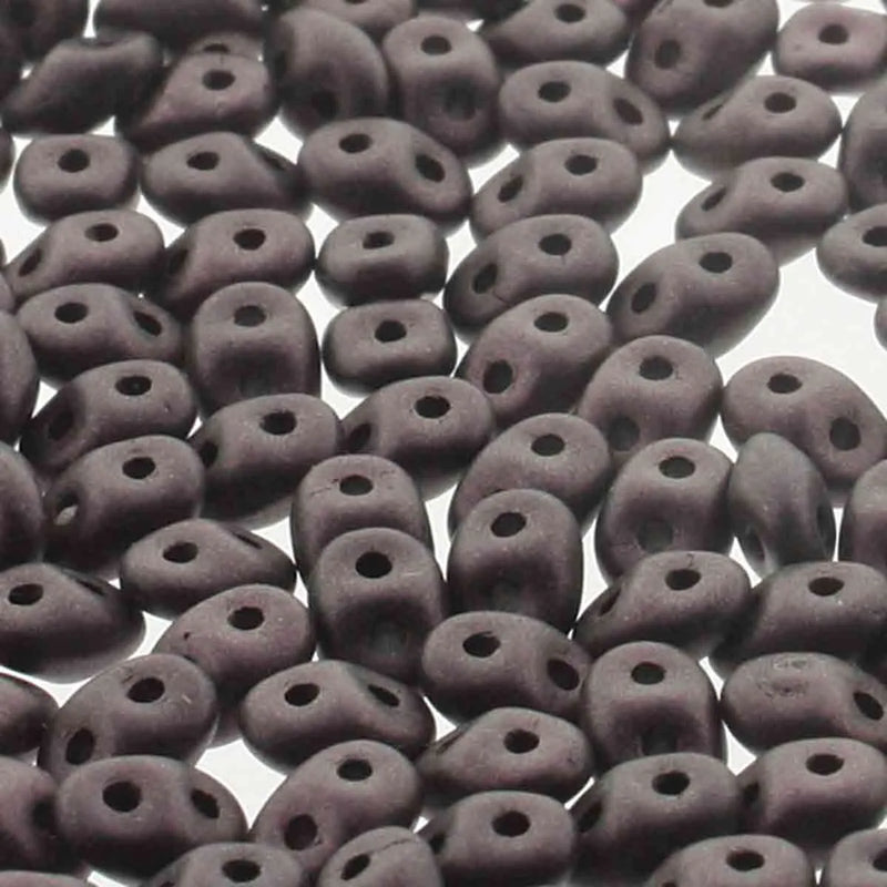 Superduo Beads, Jet Metallic Suede Dark Brown