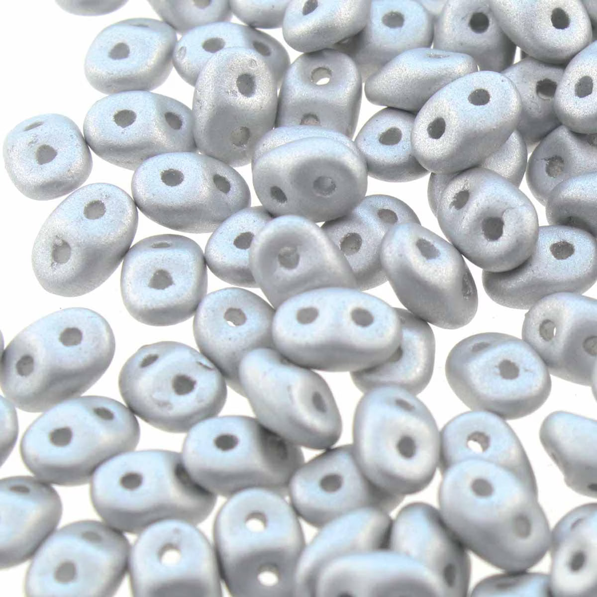 Superduo Beads, Matte Metallic Silver