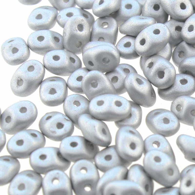 Superduo Beads, Matte Metallic Silver