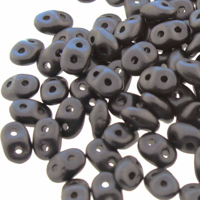 Superduo Beads, Metallic Matte Black