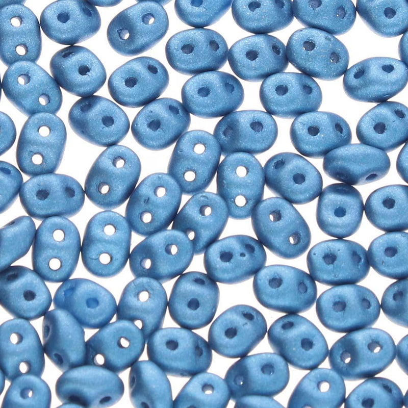 Superduo Beads, Metallic Sea Blue