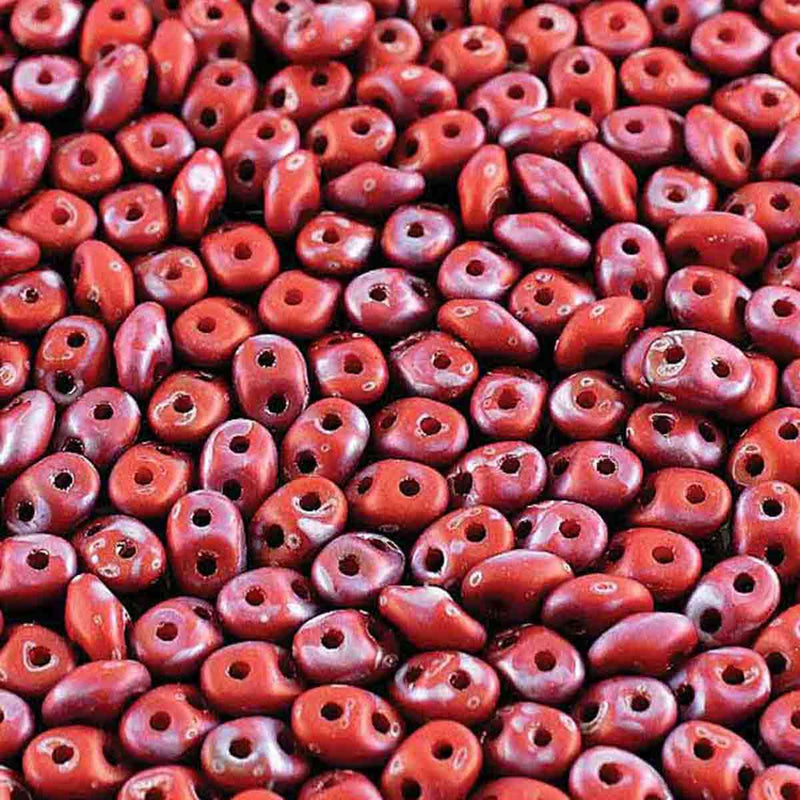 Superduo Beads, Nebula Coral Red Matte